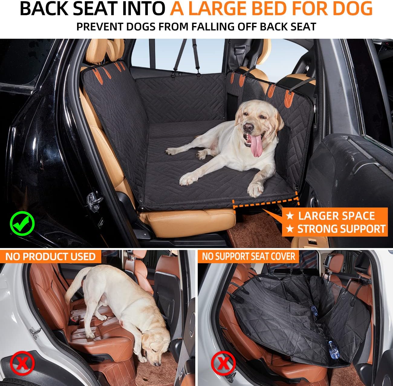 Pet Glide Back Seat Extender,Dog Seat Cover for Back Seat,Hard Bottom Car Seat Cover for Dogs,Dog Hammock for Car,Back Seat Pet Cover for Dogs