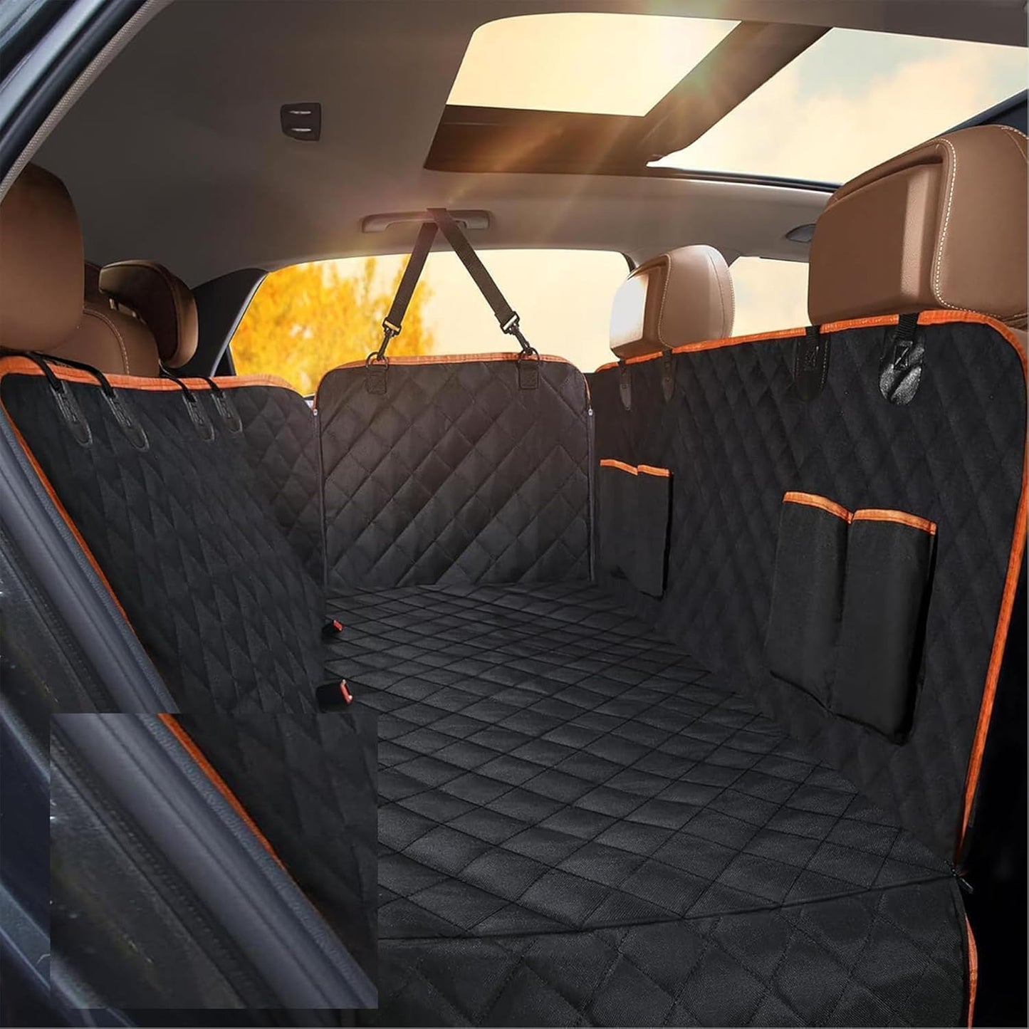 Back Seat Extender for Dogs,Holds 420lbs,Waterproof Dog Car Seat Cover for Back Seat with Hard Bottom,2025 Upgraded Material Dog Hammock for Car,Easy to Use and Clean