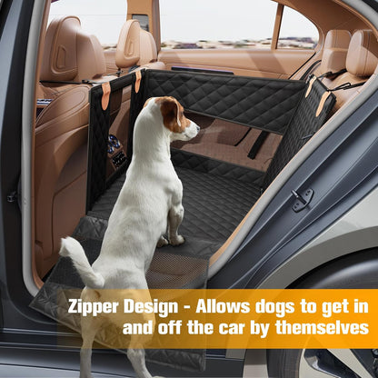Back Seat Extender for Dogs with 3 Mesh Windows, Waterproof Medium Carseat for Dogs with Hard Bottom, Pet Seat Cover for Cars, Trucks and SUVs