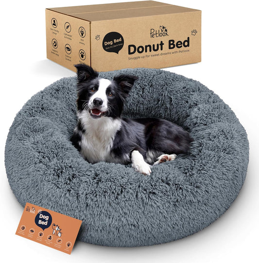 Donut Dog Bed – Fluffy, Calming & Ultra-Soft for Anxiety Relief